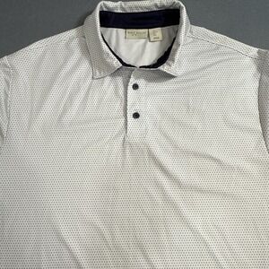 SHIRT GOLF POLO Rorie Whelan MENS LARGE  Performance Flex Polka Dot Blue/White